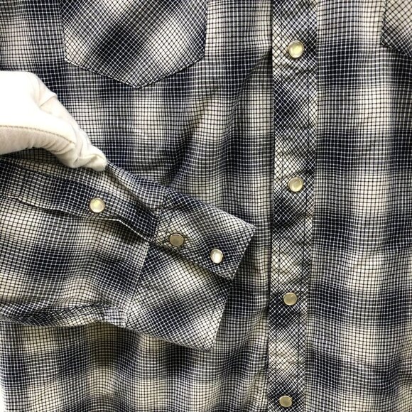 R-Vintage Mens Western Pearl Snap Button Embroidered Shirt Size XXL Blue Cowboy - Picture 6 of 9